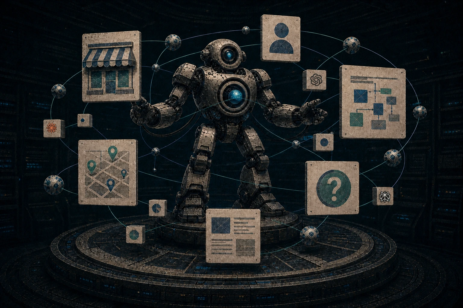 Atlas connects services, people, proof, locations, and questions in an entity orbit.