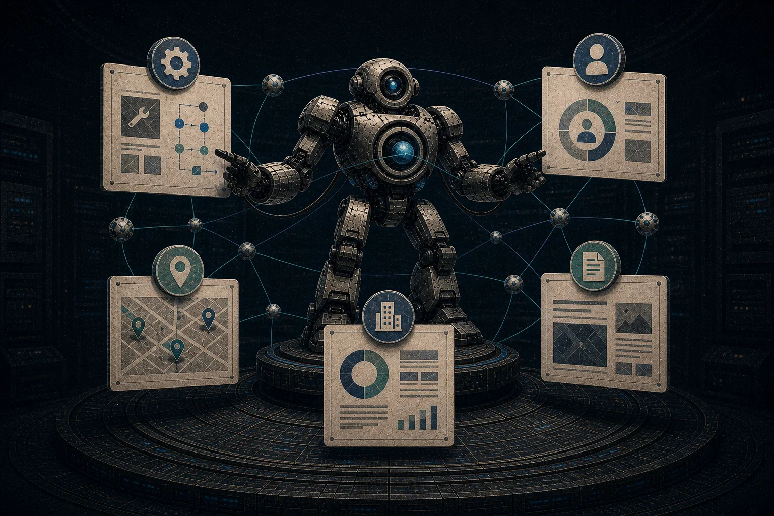 Atlas organizes service, organization, person, location, and article information into one content graph.